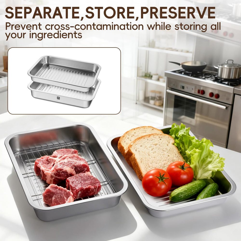 GOLDEN KEY shallow tray holding grilled meat for convenient serving at picnic