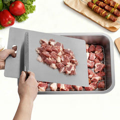 GOLDEN KEY stainless cutting board detail, hygienic surface protecting countertops