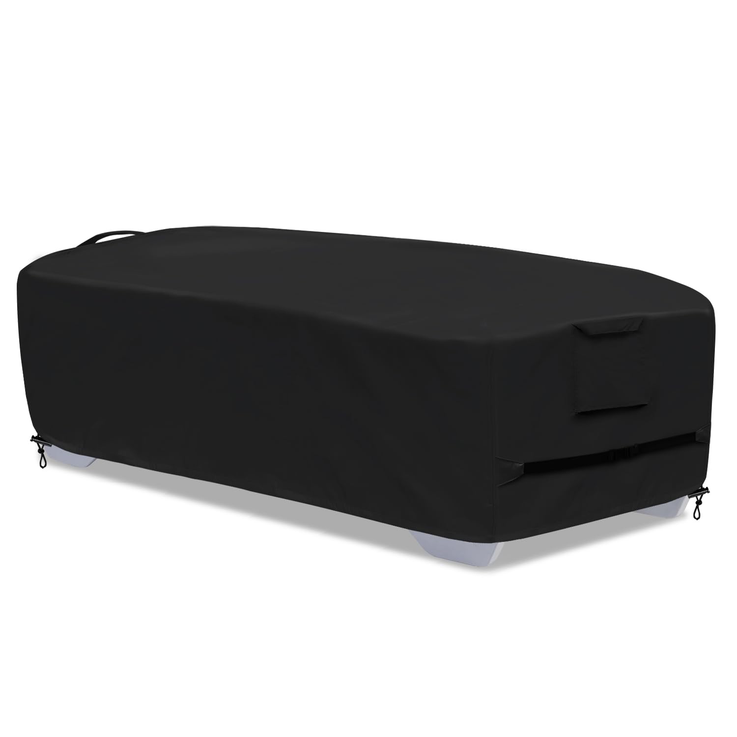 GoldenRaindrop front view showing full cover protecting stacked lounge chairs