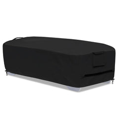 GoldenRaindrop front view showing full cover protecting stacked lounge chairs