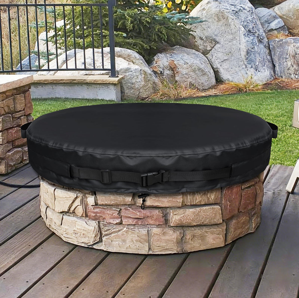 GoldenRaindrop front view cover showing full fit and weather protection
