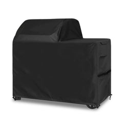 GoldenRaindrop front view of cover fitting Traeger Woodridge, protects grill from weather