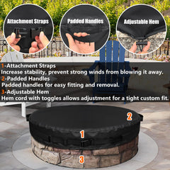 GoldenRaindrop installed on stone firepit protecting from elements