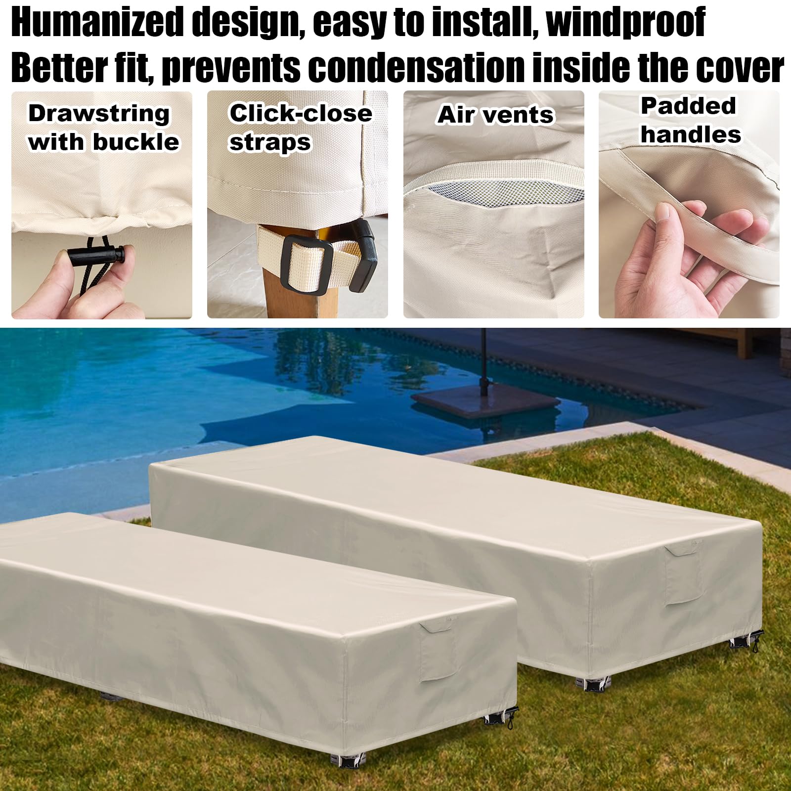 GoldenRaindrop padded handle detail for easy fitting and removal without fabric strain