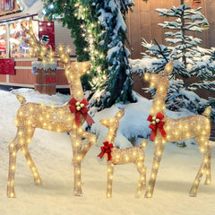 Goldleaf front view of three deer set showing scale and curb appeal