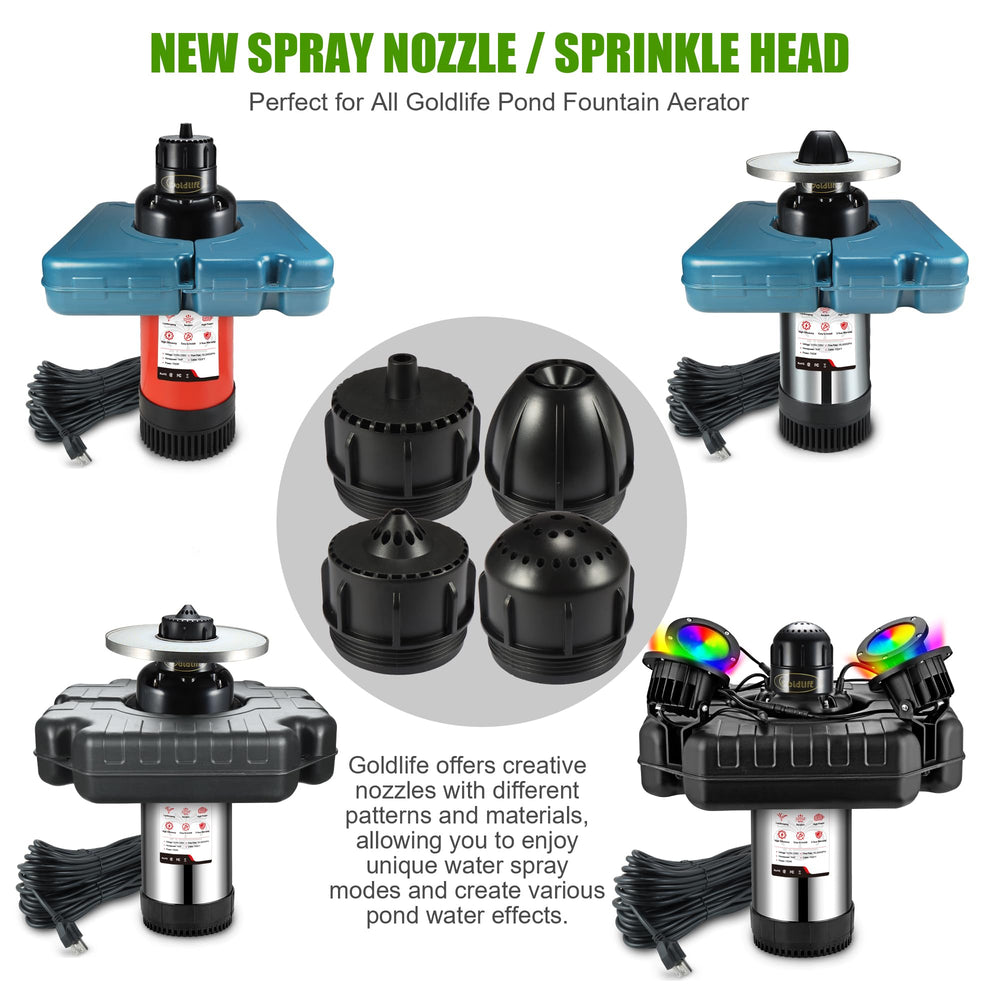 Goldlife N3 nozzle installed in garden pond creating attractive movement