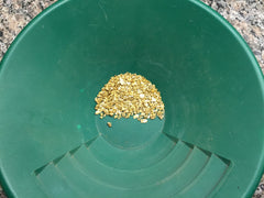 Goldn Paydirt close-up texture of concentrate with visible black sand and flakes, highlights panning readiness