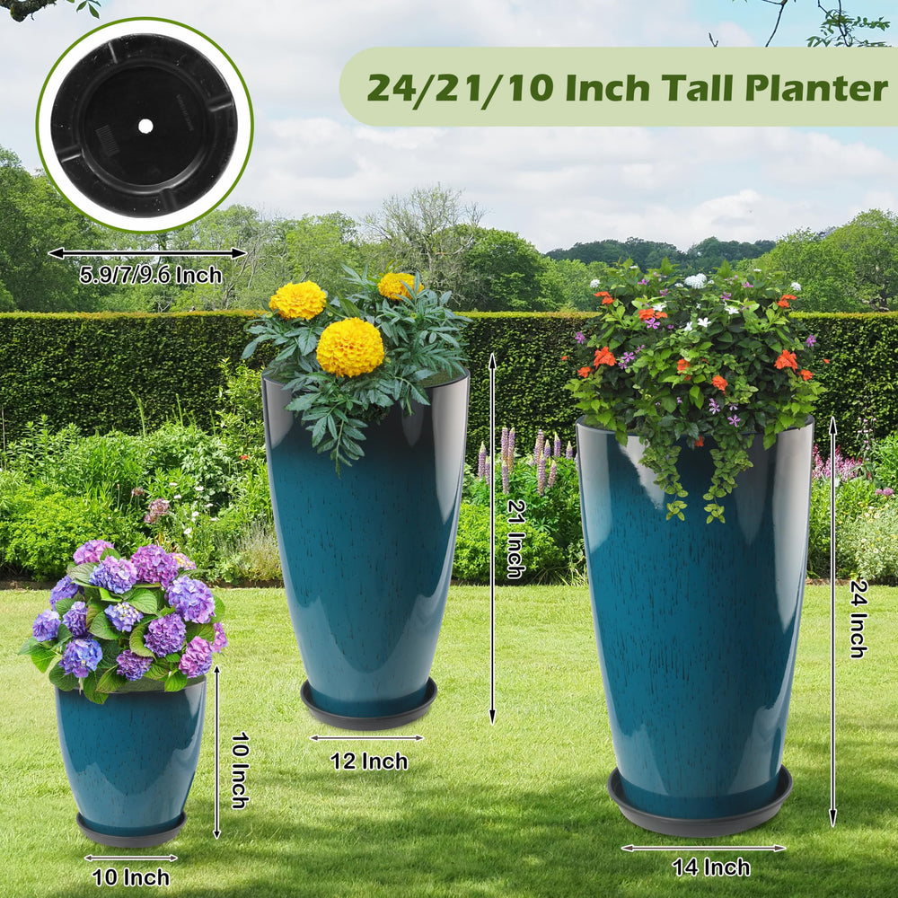 Goldshire planter in use with lush foliage demonstrating healthy plant display