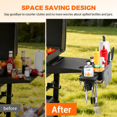 Goldusk clamp close-up with non-slip pad protecting grill edge