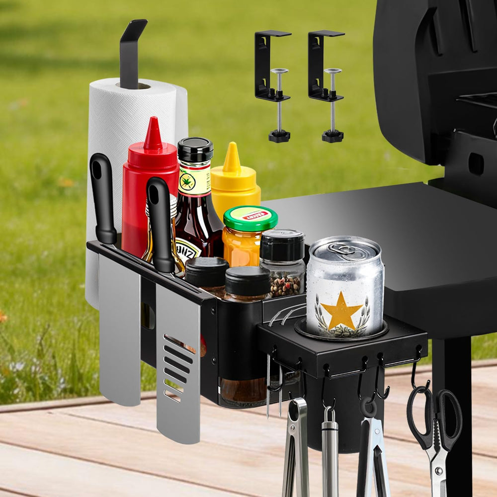 Goldusk front view showing organized grill accessories and easy access