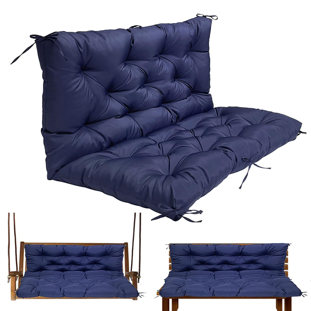 Gollense front view of navy three-seat swing cushion showing full coverage and comfort
