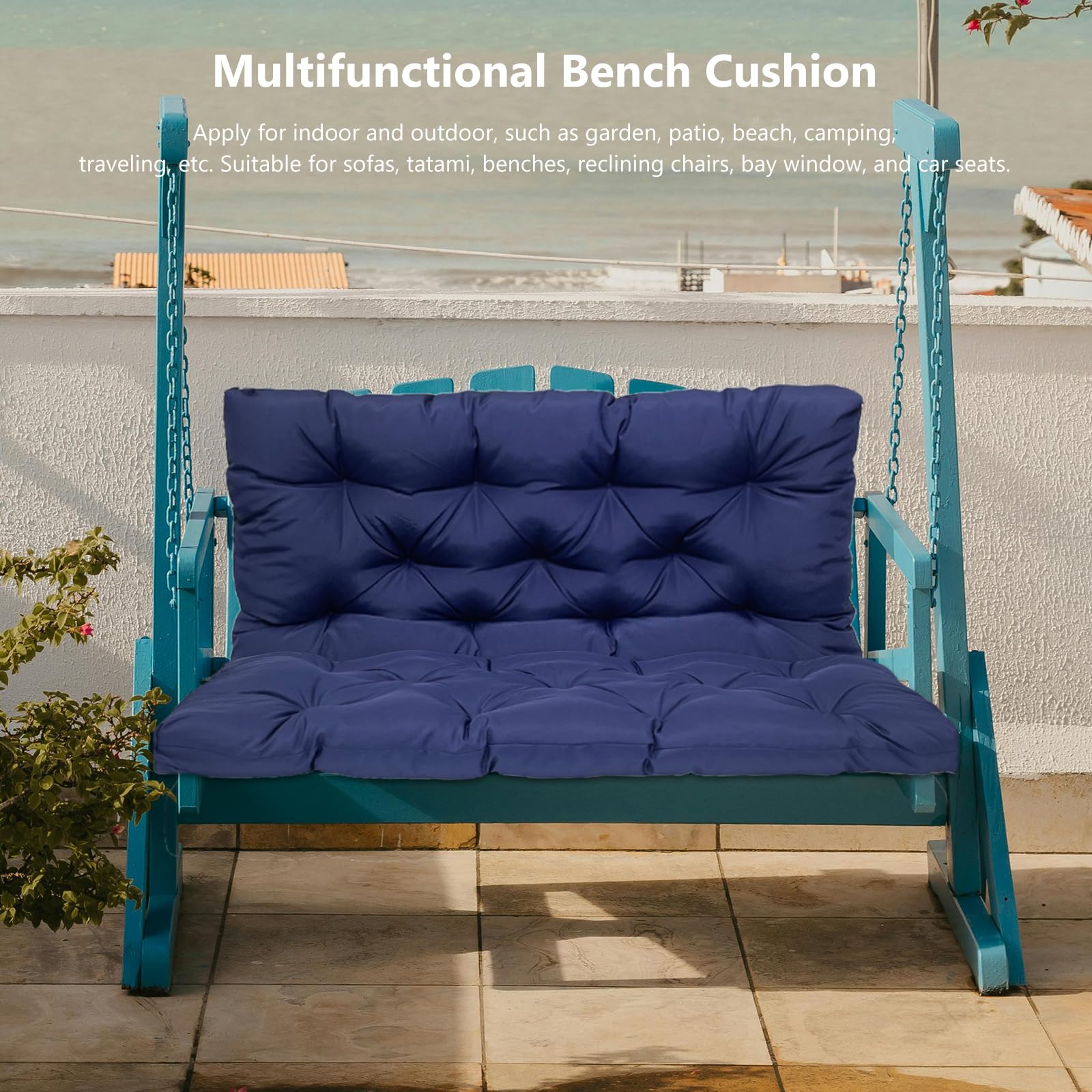 Gollense cushion beside a chair to show 60x40 inch scale for proper fit