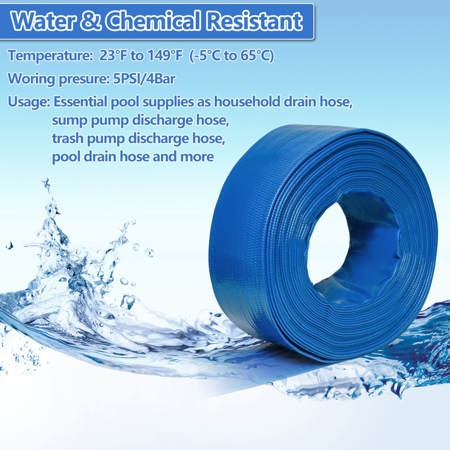 Gonioa 50ft hose coiled on a reel illustrating length and easy transport for pool maintenance