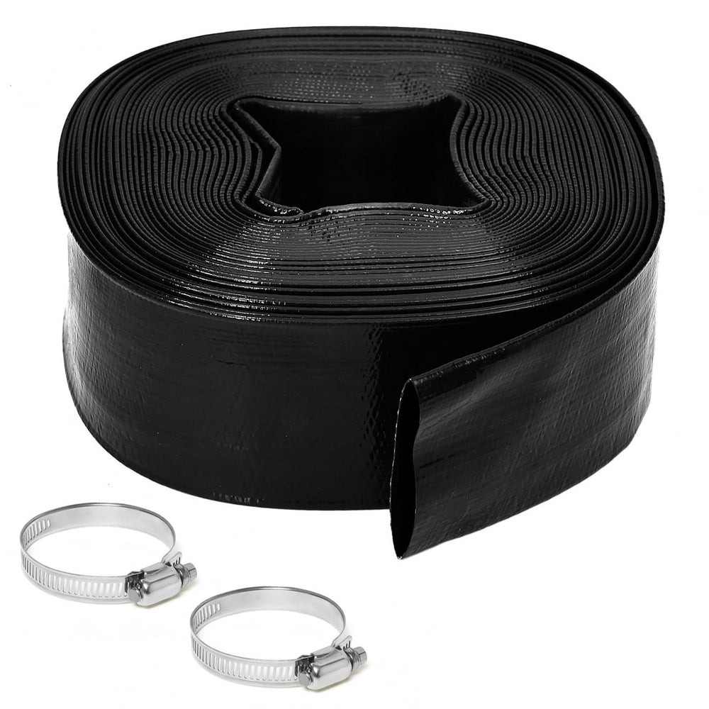Gonioa front view of 2"x50' backwash hose showing durable construction and fit