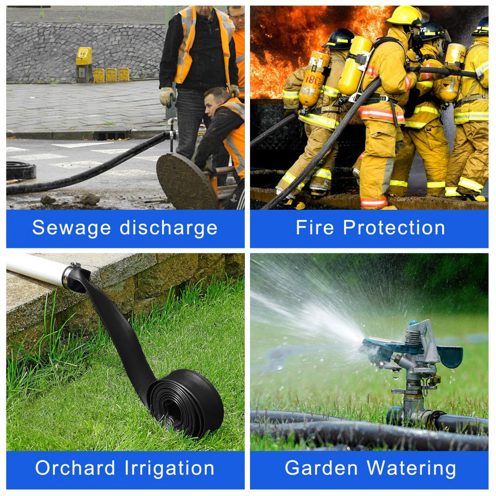 Gonioa hose attached to sump pump moving water quickly outdoors