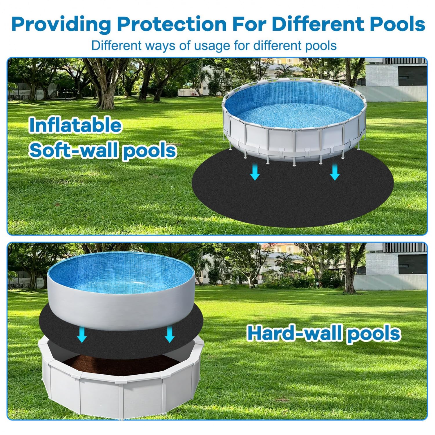 Gonioa pad in backyard scene improving pool stability and cleanliness