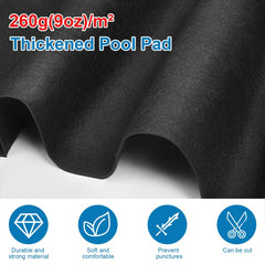 Gonioa pool pad installed under above ground pool reducing ground contact