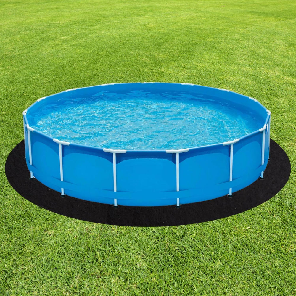 Gonioa pad under a backyard pool setup showing cleaner pool maintenance benefit