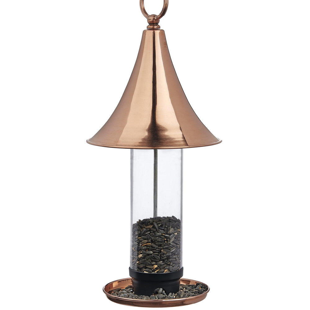 Good Directions Castella front view showing polished copper castle and plexiglass tube benefit: eye-catching backyard focal point