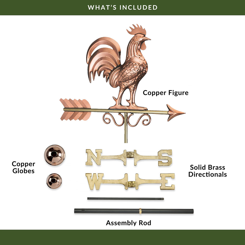 Good Directions weathervane mounted on cupola showing scale and decorative rooftop accent