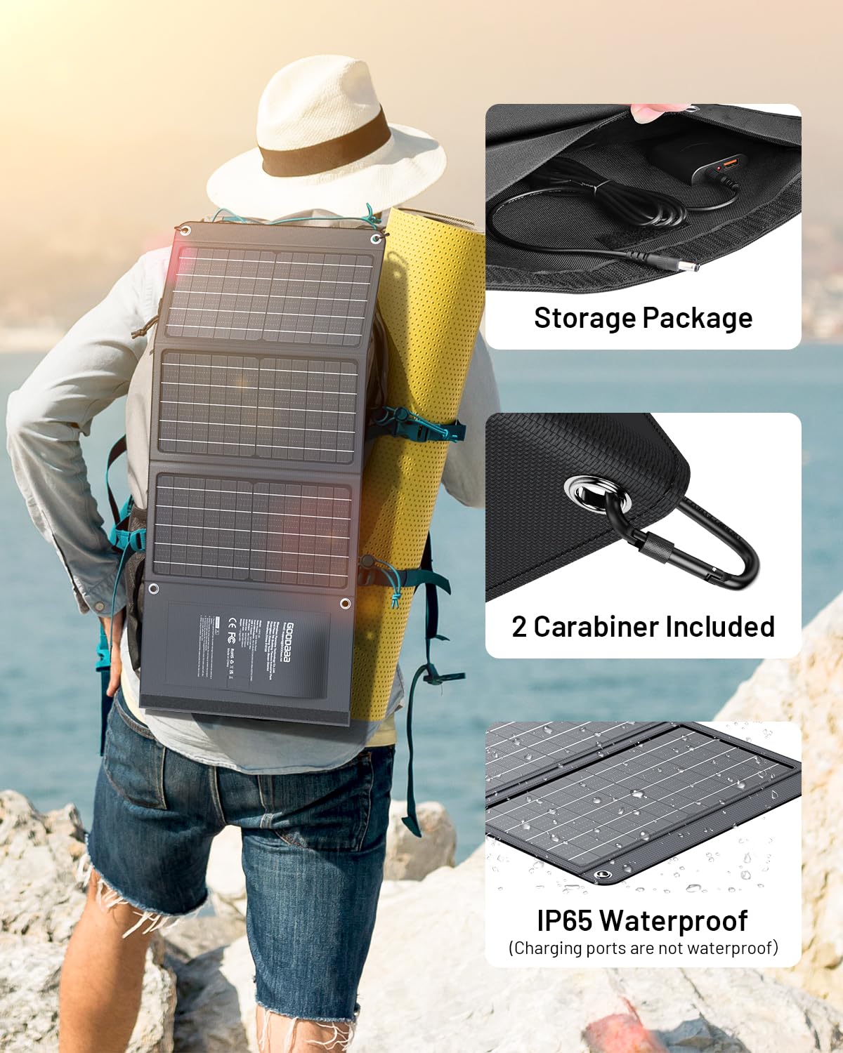 GOODaaa powering phone and tablet on picnic table for on-the-go use