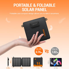 GOODaaa unfolded solar panel angled to show full sun-facing area for faster charging