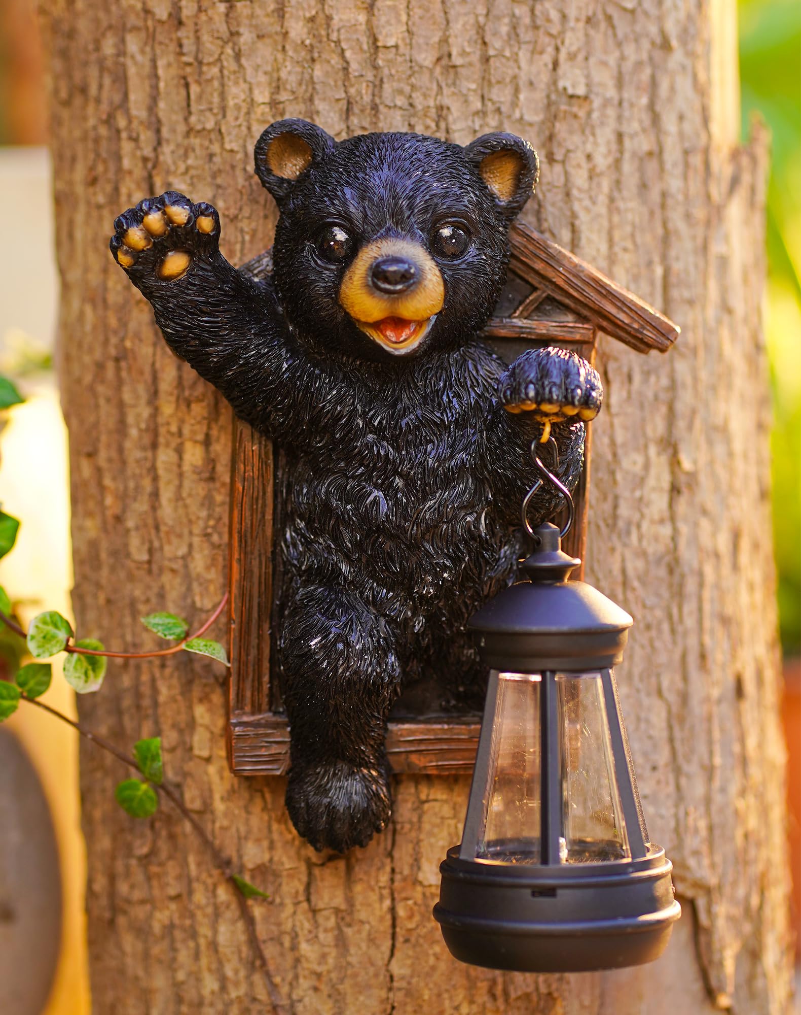 Goodeco front view of bear tree hugger showing decorative shape and appeal