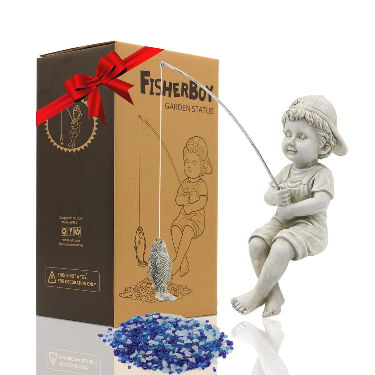 Goodeco Fisherboy front view showing playful pose and durable finish