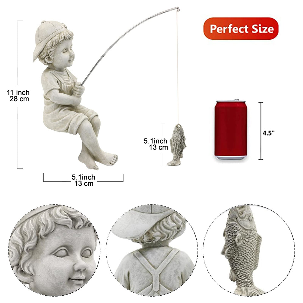 Goodeco Fisherboy placed at a pond edge showing serene decorative benefit