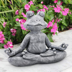 Goodeco frog statue front view showing charming meditative pose and curb appeal