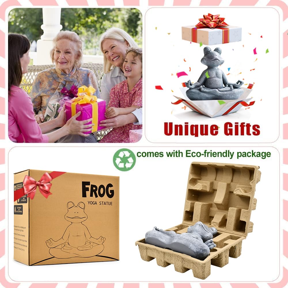 Goodeco frog statue side profile highlighting compact footprint and placement options