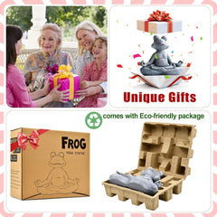 Goodeco frog statue side profile highlighting compact footprint and placement options