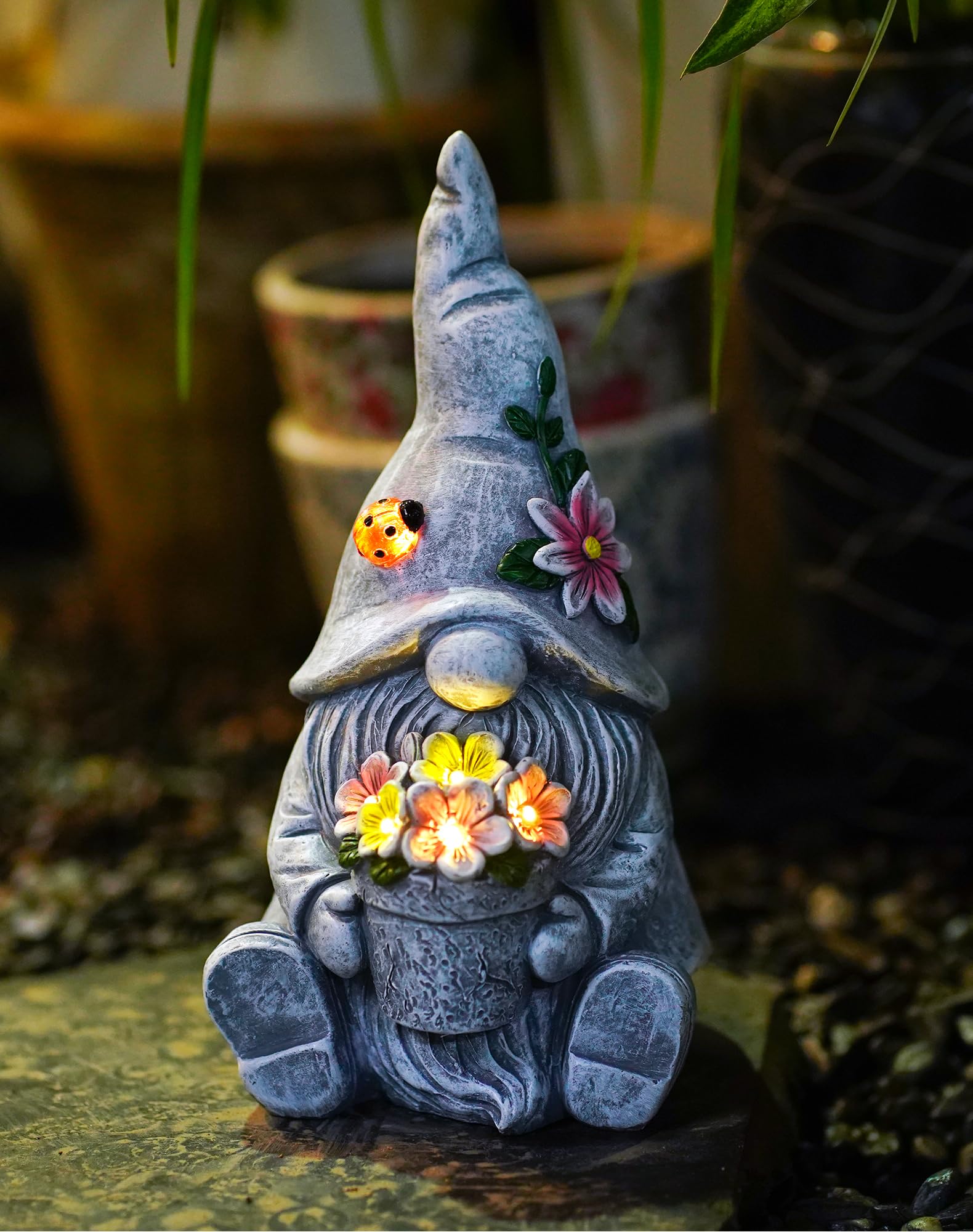 Goodeco gnome front view showing charming pose and durable finish