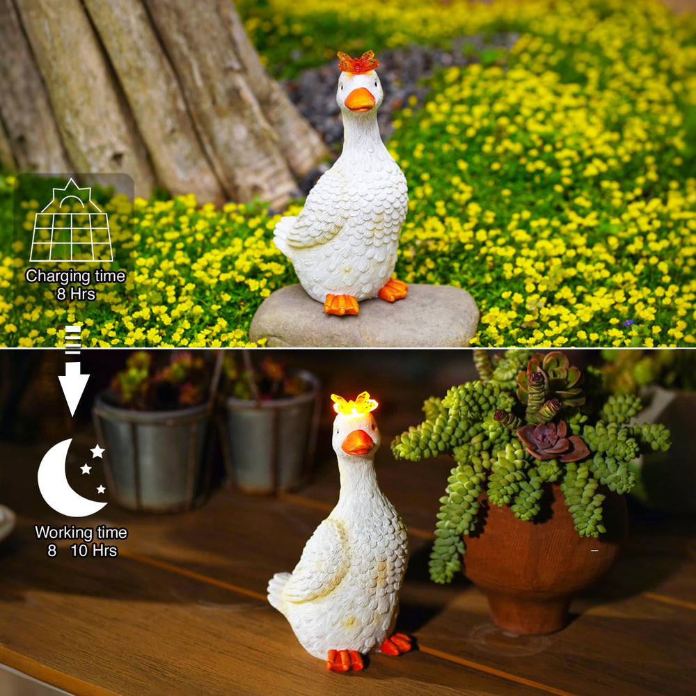 Goodeco goose on patio showing how it accents outdoor seating areas