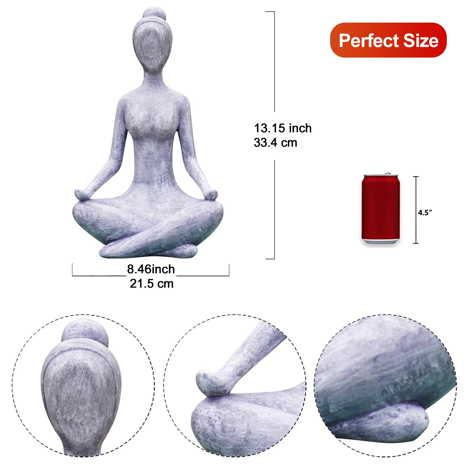 Goodeco statue beside a ruler for clear size comparison and placement ideas