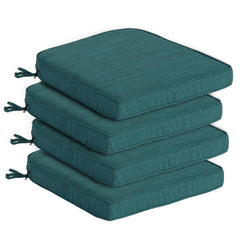 Goodgoods front view of four malachite cushions showing neat stack and color, durable look