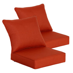 Goodgoods front view of Quarry Red cushion set showing neat finish and vibrant color