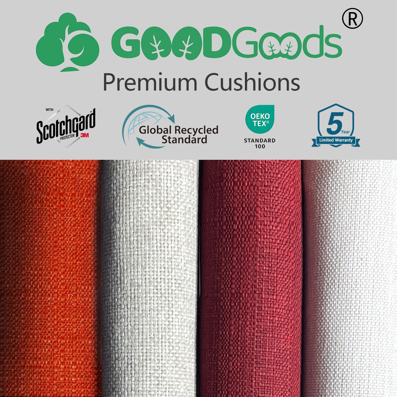 Goodgoods cushions styled on outdoor dining set showing durable, fade-resistant look
