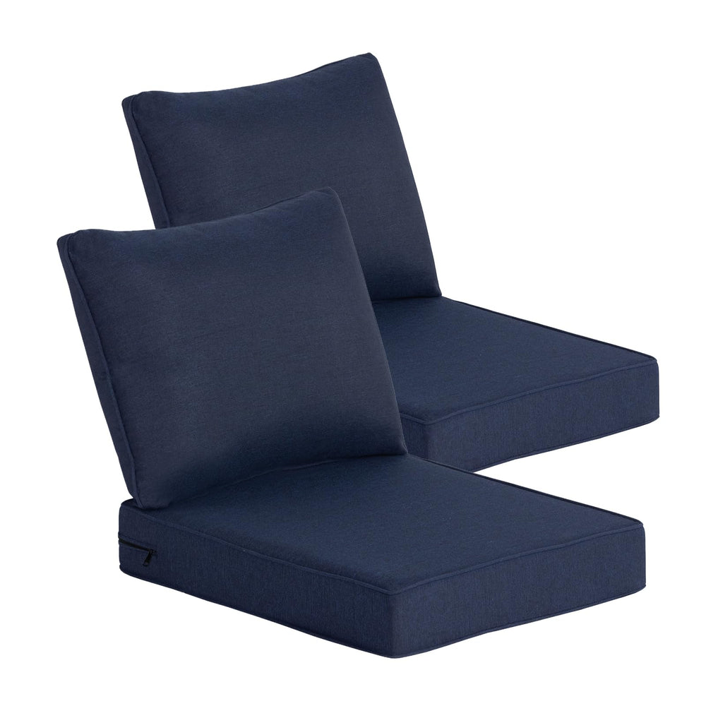 Goodgoods front view of two midnight seat cushions showing neat edges and fit benefits