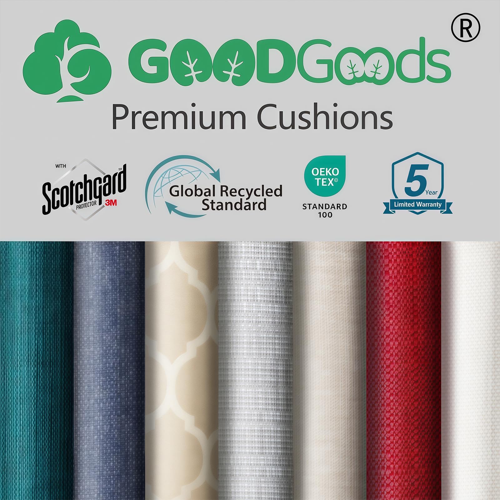 Goodgoods cushion next to chair shows true 24x24 scale benefit