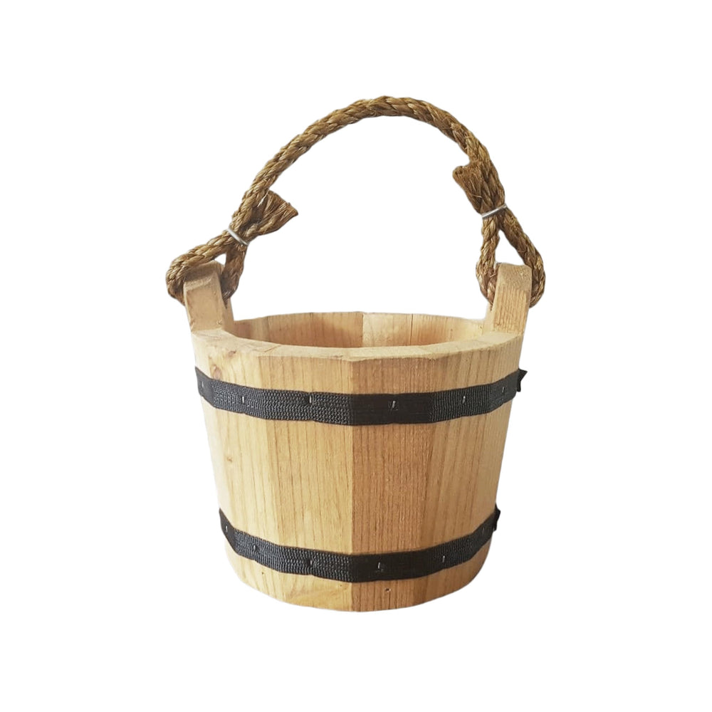 Goodwood front-facing wooden bucket showing rustic finish and vintage look