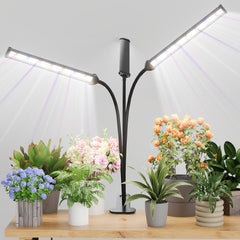 GooingTop front view clip-on grow light showing secure clamp and gooseneck for precise lighting