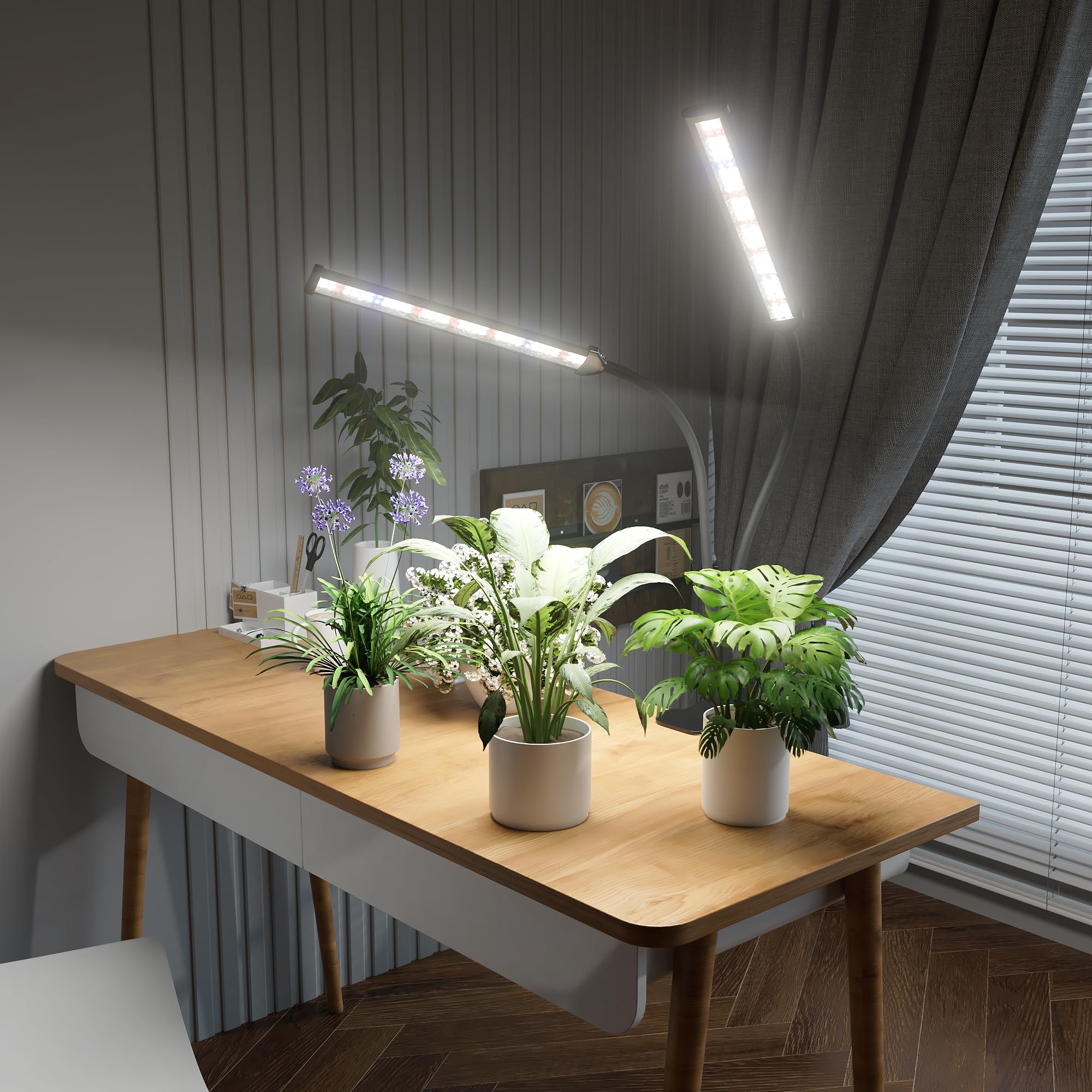 GooingTop nighttime plant illumination showing bright full-spectrum light for plants