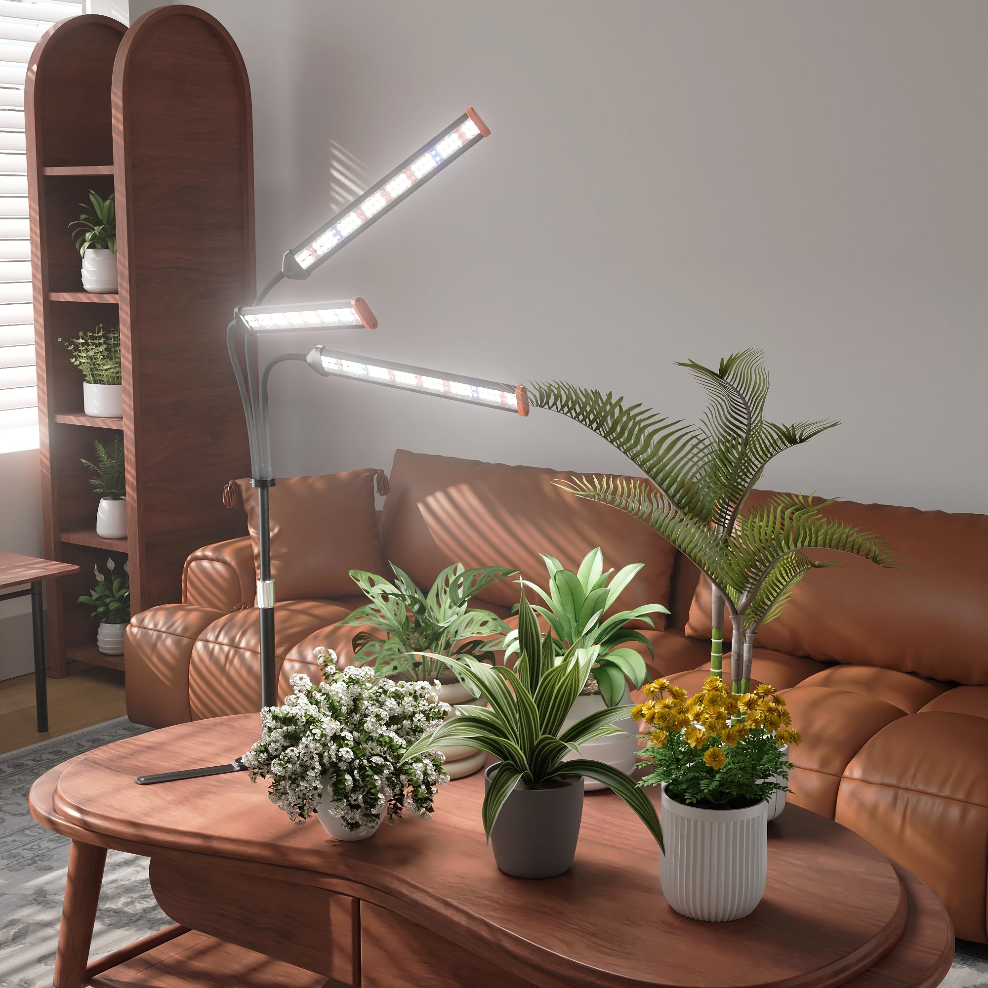 GooingTop plant lit on desk lifestyle showcasing healthier indoor foliage