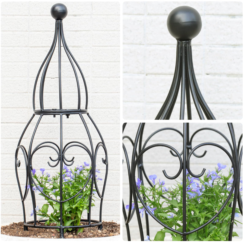 Goooxim obelisk installed in a pot demonstrating space-saving vertical growth