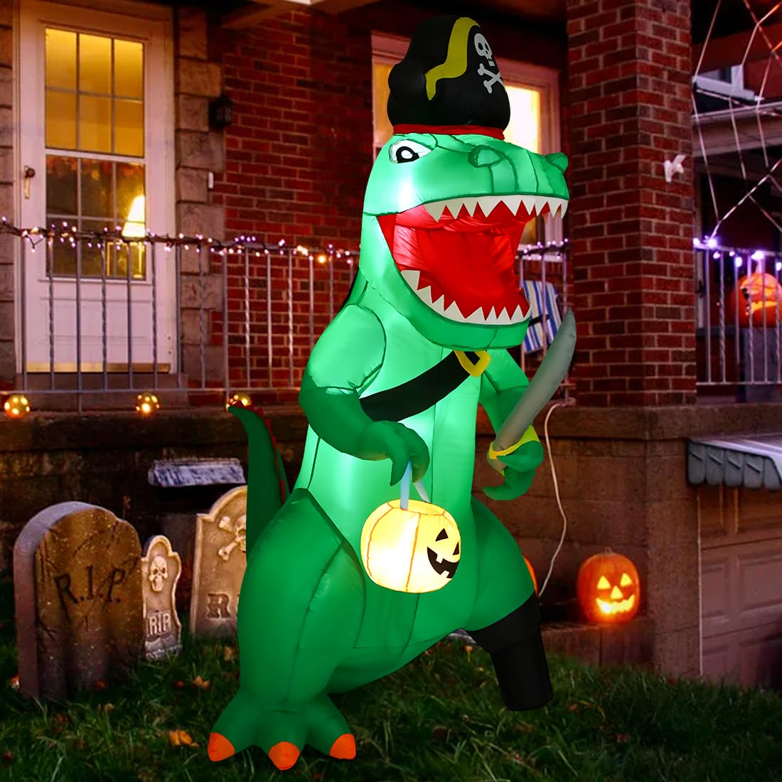 GOOSH close-up of pumpkin detail on dinosaur highlighting festive craftsmanship
