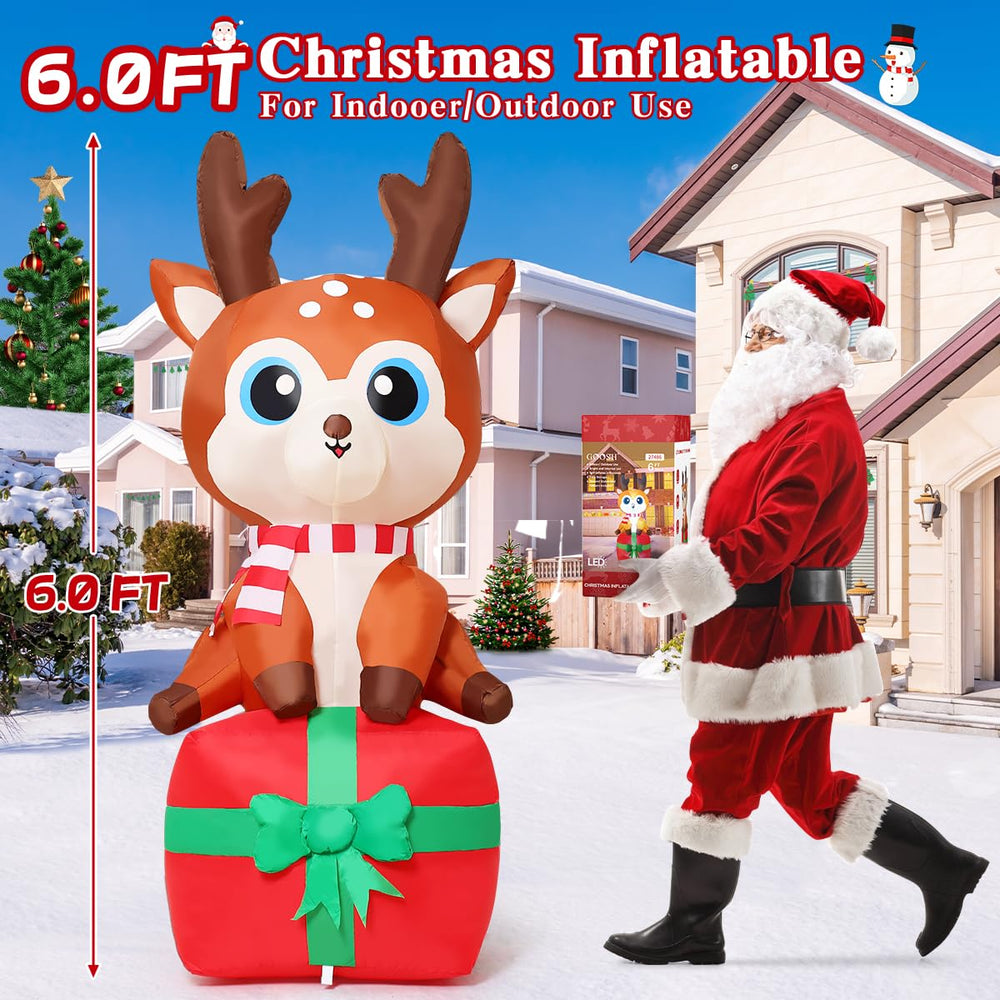 GOOSH illuminated deer in yard at night creating visible holiday display