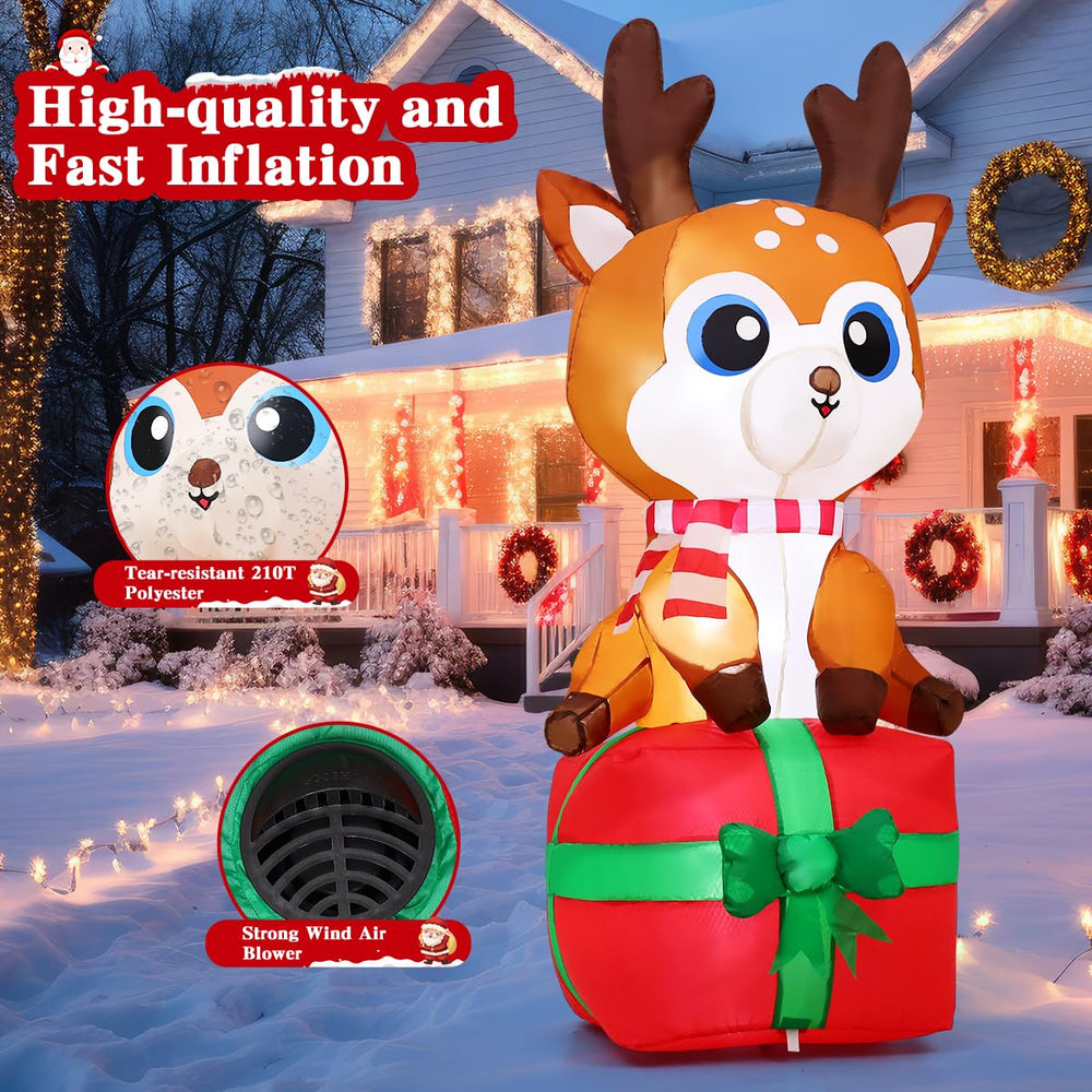 GOOSH side profile of deer perched on gift box illustrating size and design