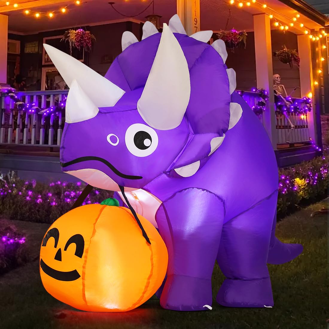 GOOSH LED close-up in dinosaur body illuminating Halloween display safely