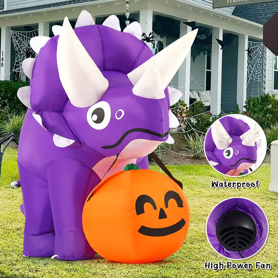 GOOSH inflatable next to adult for size comparison showing five-foot scale
